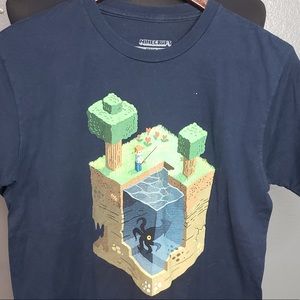 Minecraft Black Medium PreOwned T-Shirt-Fishing